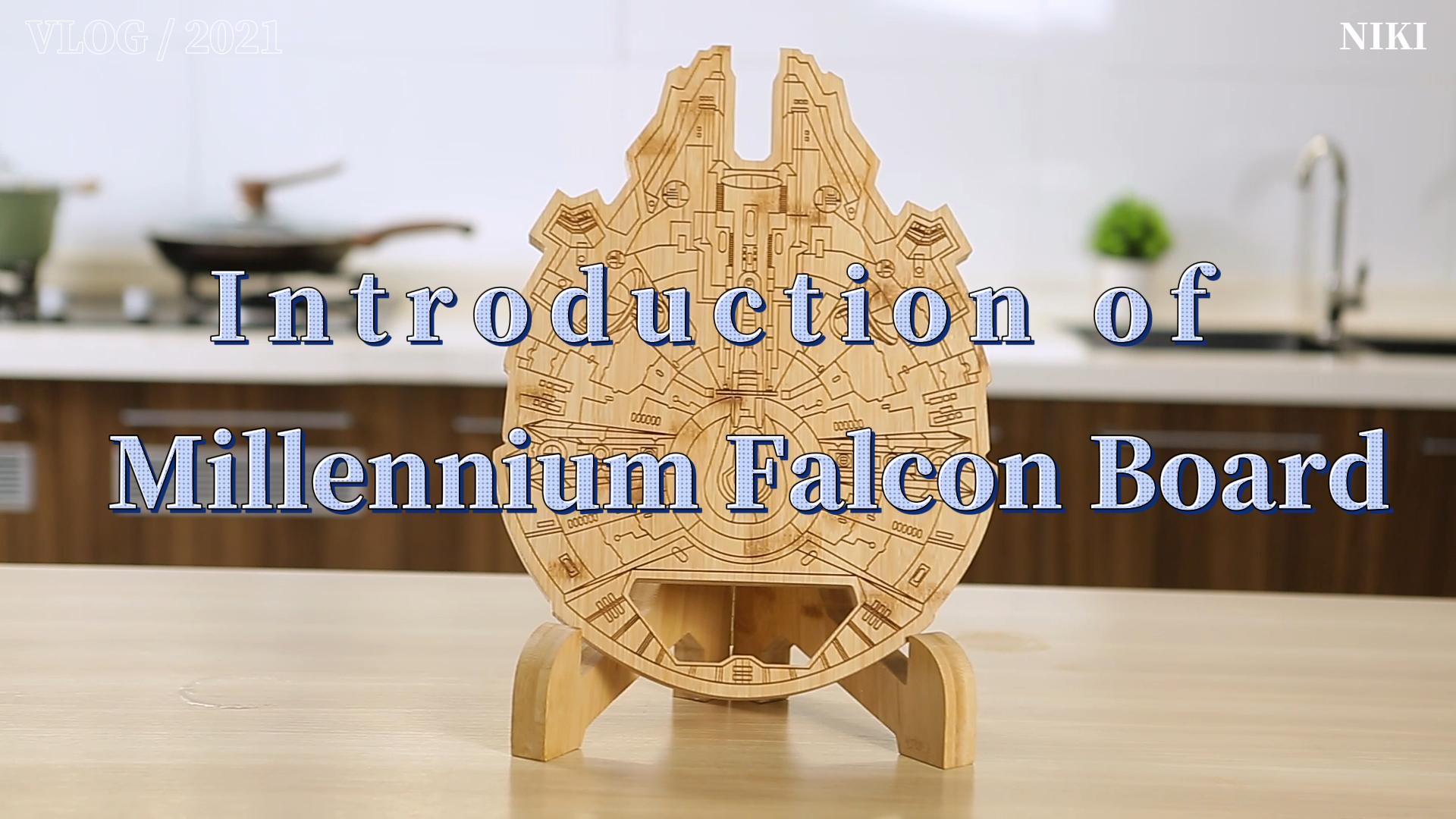Tabla de cortar Ninefish Millennium Falcon de bambú miniatura 7