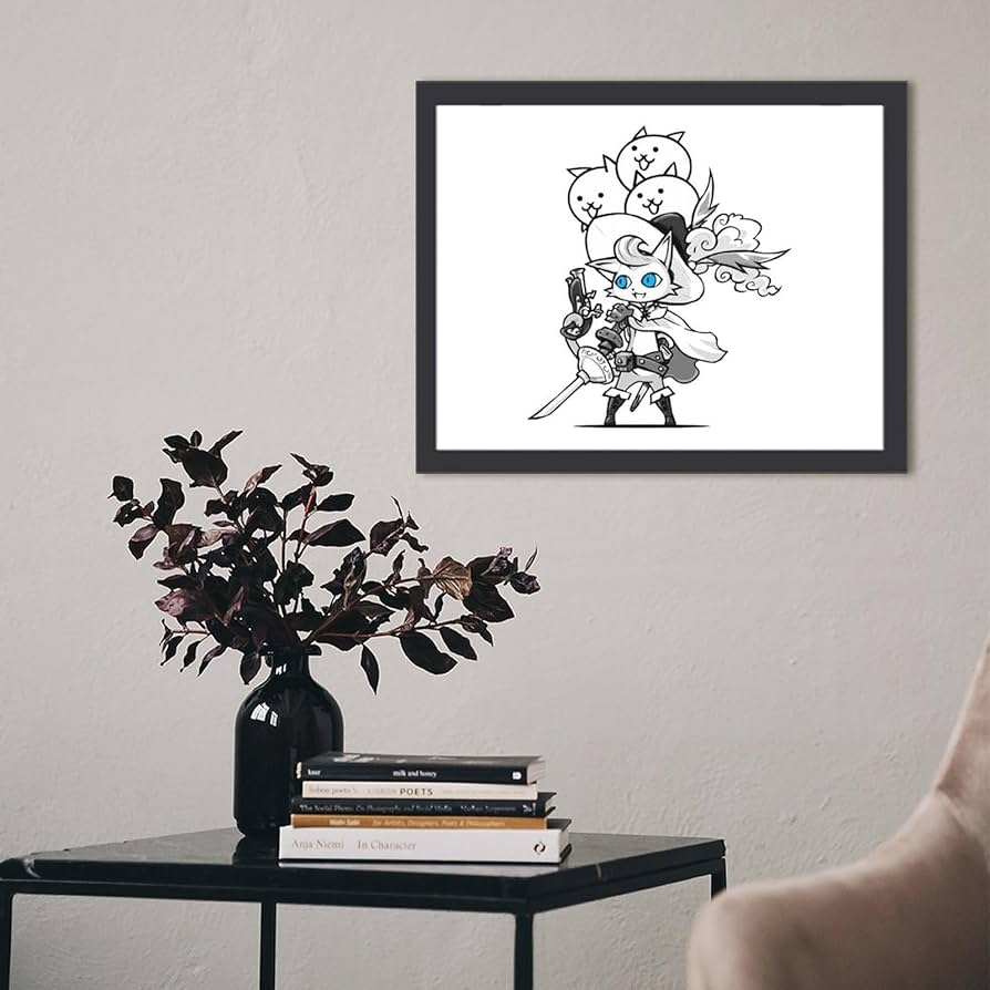 Amazon.co.jp: フォトフレーム 木枠付き にゃんこ大戦争 アート