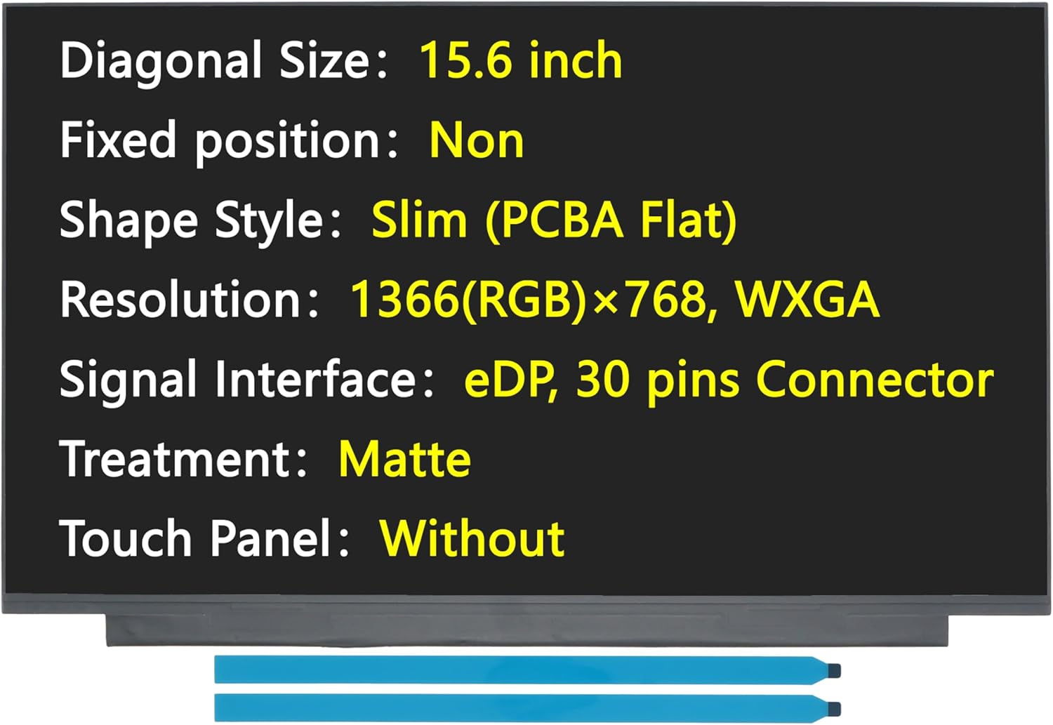 Grade A+ New Screen Replacement for HP 15-FD0081WM 15-FD0083WM, 15.6", 1366×768 WXGA, eDP/30 pins Connector, Non-Touch, LED LCD Display with Tape (Matte)