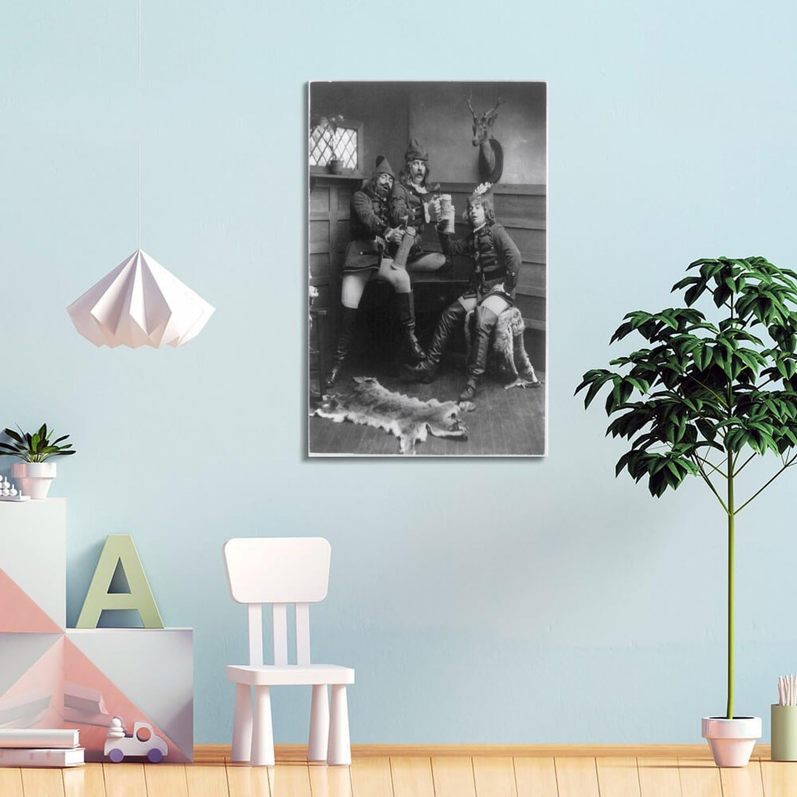 Lienzo decorativo con diseño de cerveza de prohibición en blanco y negro, para decoración de cóctel, cervecería, póster decorativo de pared e impresión artística moderna para dormitorio familiar, 60 x