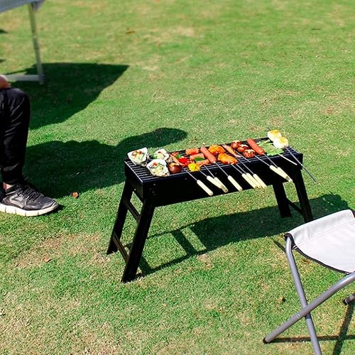 Miniatura 6 de Parrilla de carbón portátil para barbacoa de carbón de leña de acero inoxidable plegable para cocinar al aire libre, camping, parrilla de carbón