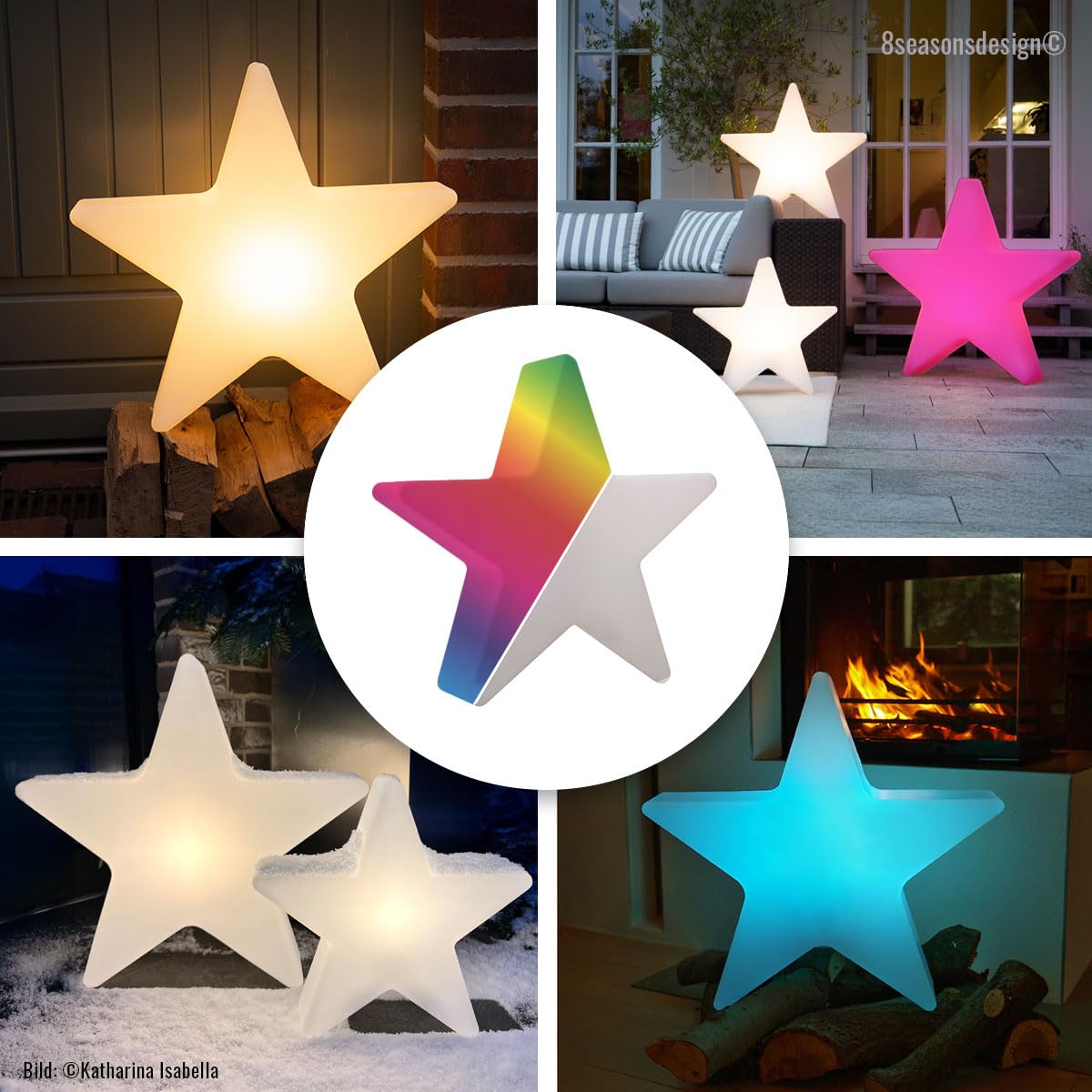 8 seasons design XXL LED Weihnachtsstern 100cm Shining Star (Weiß), E27, RGB Farbwechsel, dimmbar, Fernbedienung – Großer Stern für außen (Garten, Terrasse) und innen – winterfest – Weihnachtsdeko