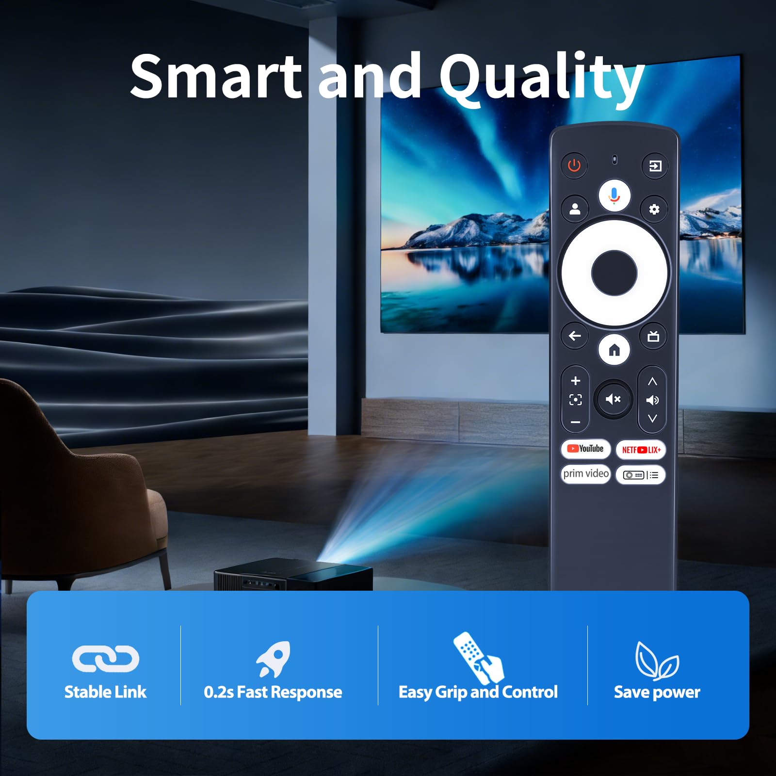 ZWP Telecomando vocale di ricambio per proiettore Aurzen Boom mini, EAZZE D1G, per GooDee GD500 Plus Smart Projector
