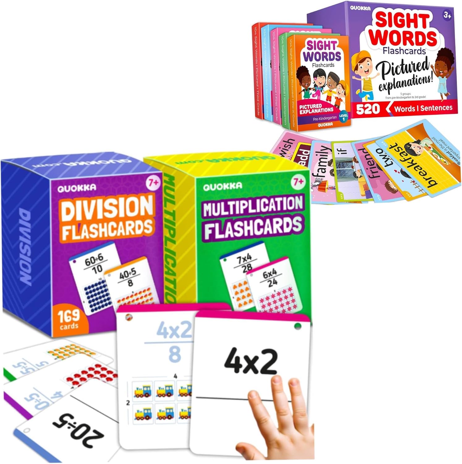 QUOKKA Math Flash Cards and Sight Words Flashcards Set
