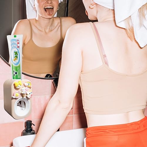 Vista 13 de Dispensador automático de pasta de dientes montado en la pared para baño, exprimidor de pasta de dientes para niños y ducha familiar