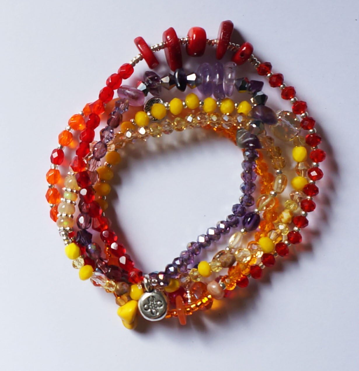 Sunset Wrap Bracelet with peach moonstone, ethiopian opals and more.