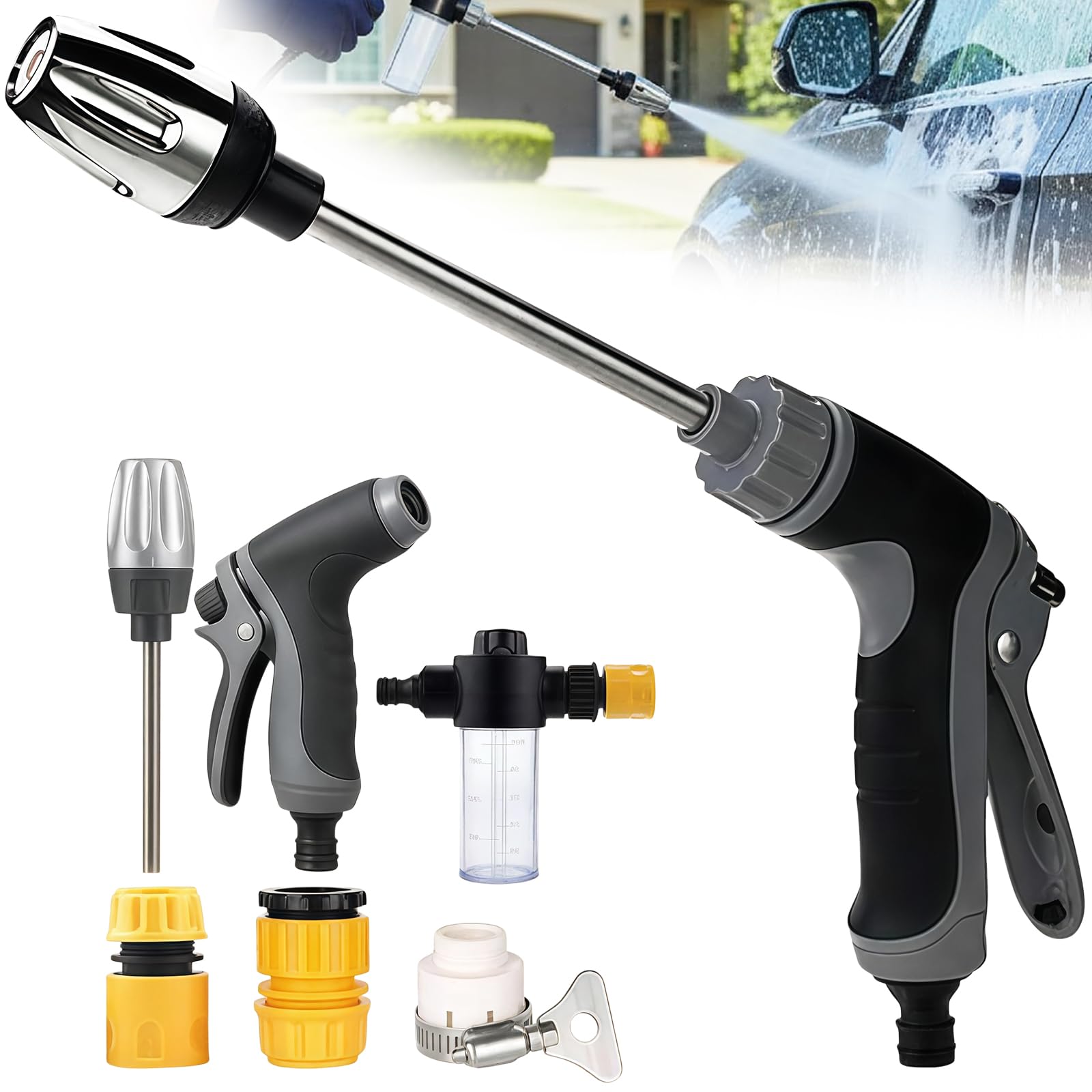 Pistola Alta PresióN Power Jet - Limpiador Alta PresióN, Pistola Agua para Manguera, Manguera JardíN Original con Accesorios, Ideal para Lavado de Coches, JardíN