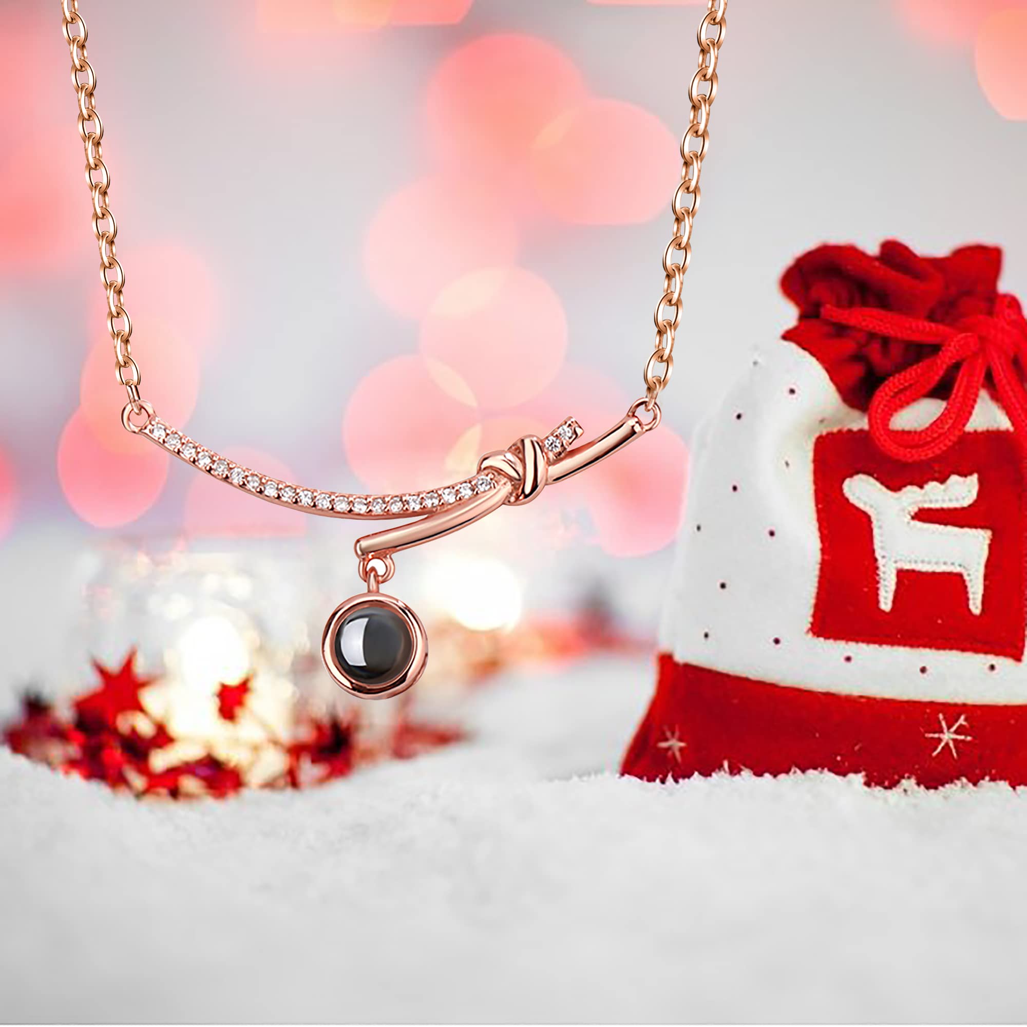 Collar de Barra Minimalista Photo Proyección Collar Colgante de Arco 925 Joyería de Plata esterlina Anniversary Friendship For Women
