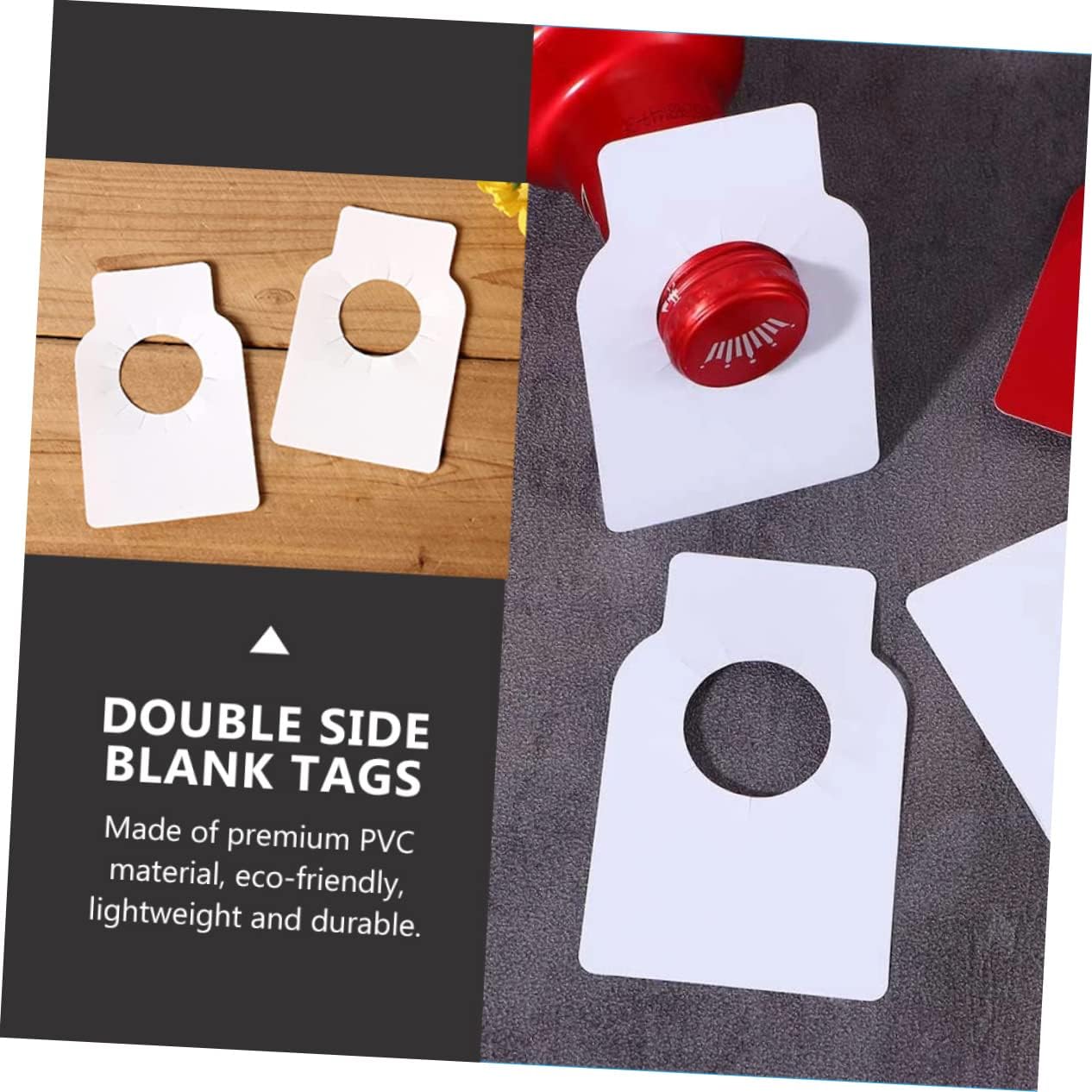 Lurrose 2sets Double-Sided PVC Wine Bottle Tags Reusable Drinking Tags for DIY Labels 100pcs*2
