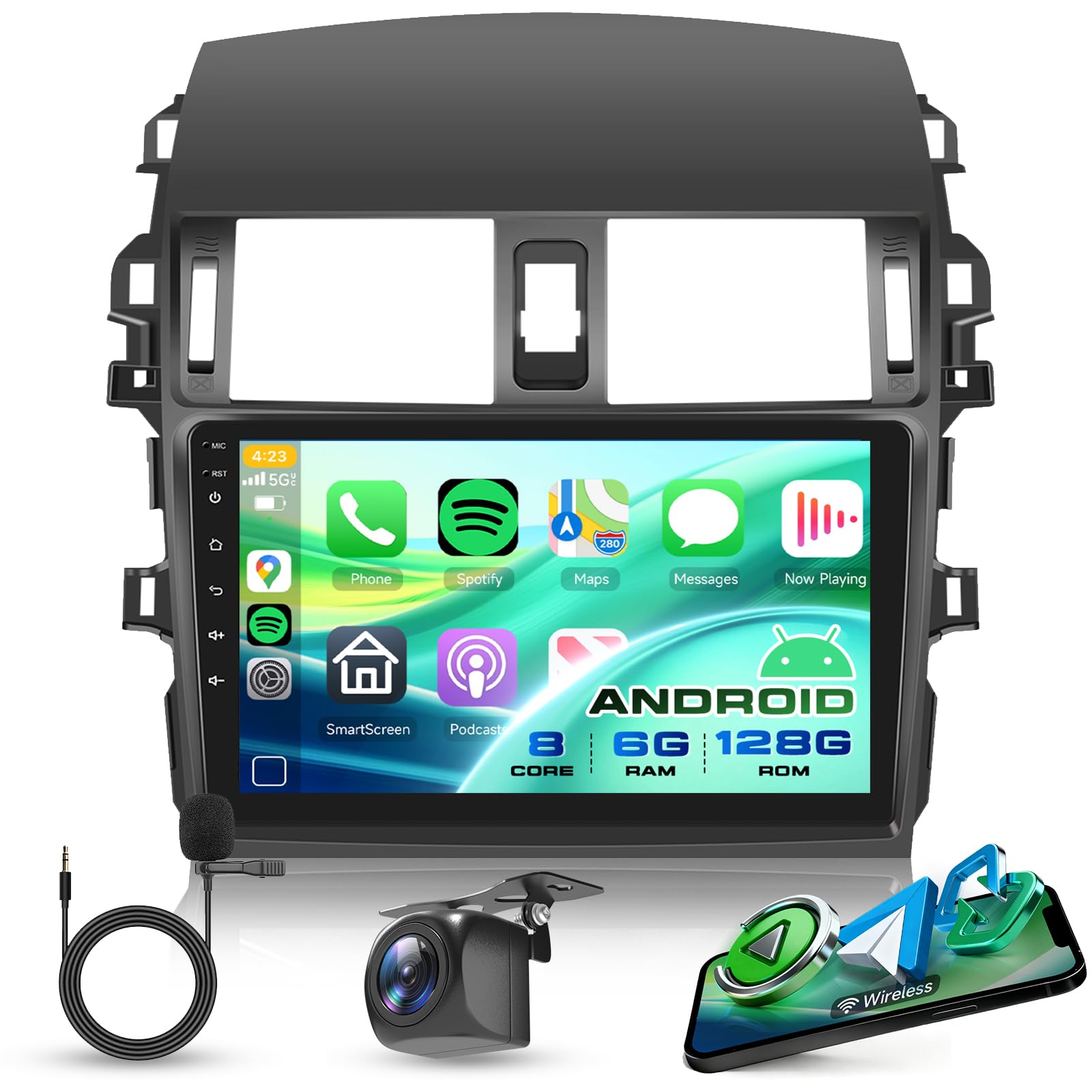 8 Core 4G 64G for Toyota Corolla 2009-2013 Android Car Stereo Apple Carplay Android Auto, Rimoody 9 Inch for Corolla Radio GPS 4G-WiFi Bluetooth 5.0 FM/AM/RDS DSP-36 Siri Mirror Link Backup Camera-image-42