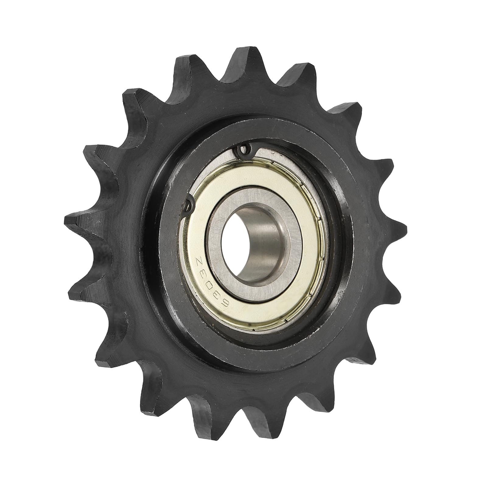 sourcing map Piñón tensor de cadena de rodillo #50, tipo C de 17 mm, paso de 5/8 pulgadas, tensor de 17 dientes, acero 1045 con acabado de óxido negro con inserto de rodamiento único para cadenas ANSI