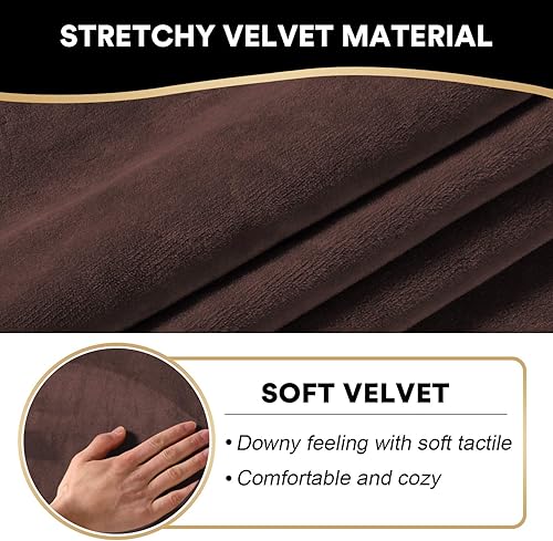 Miniatura 10 de PrinceDeco Funda de terciopelo para sofá biplaza reclinable, funda elástica para sofá reclinable de 2 cojines, fundas de muebles, fundas de muebles