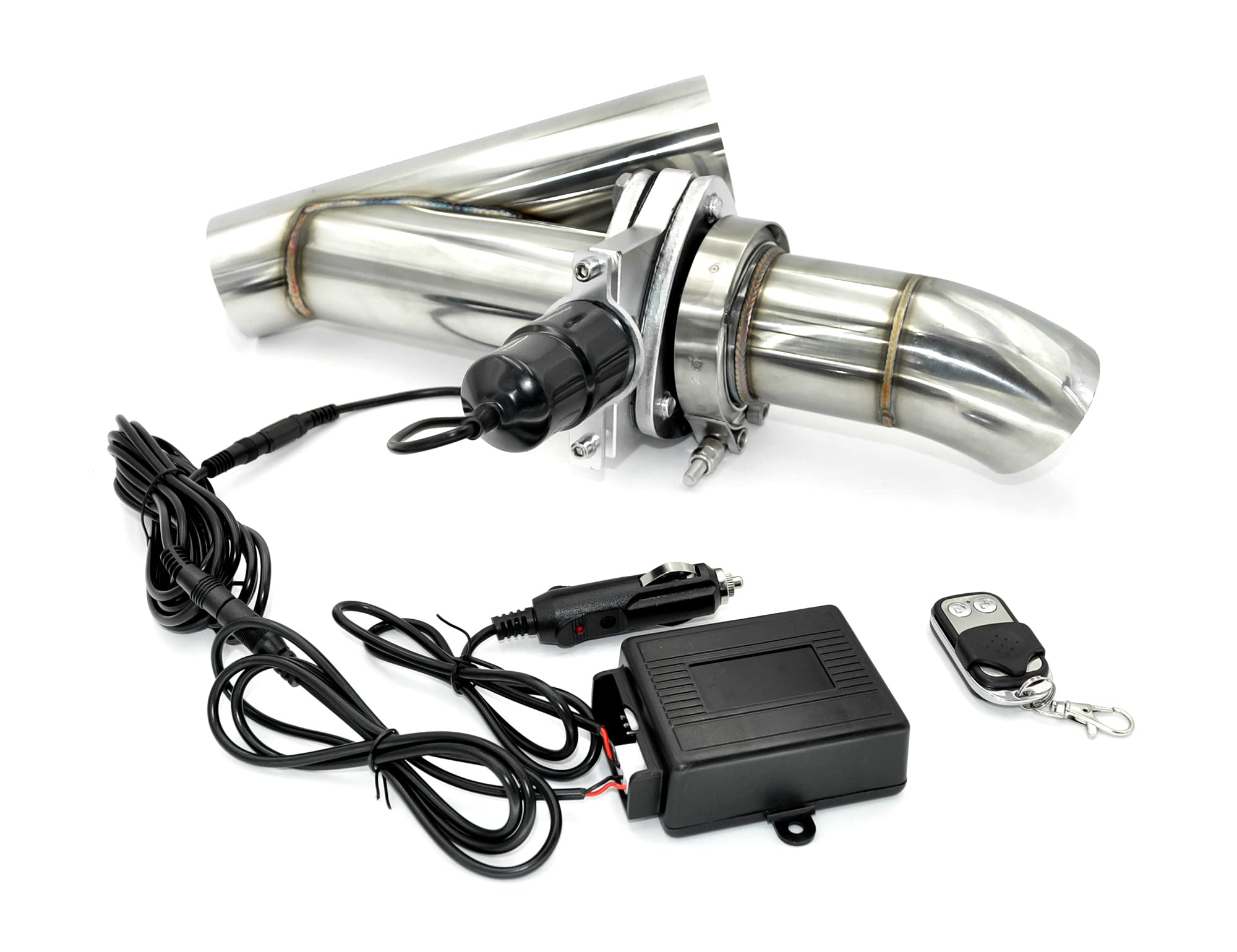 Válvula de escape eléctrica de 76 mm, de acero inoxidable, control de aleta de escape, juego completo