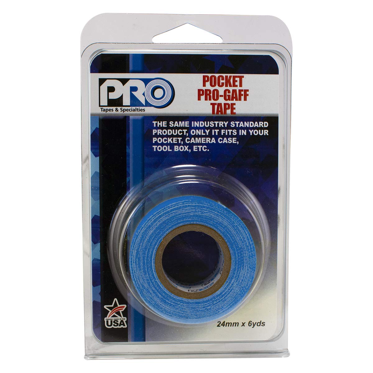 Pro Tapes Pocket Gaff Tape 1 inch (24mm) x 6 Yards Length Electric Blue Matte. Pocket Size Gaffers Tape. Made in The USA. Holds Tight, Easy to Remove.