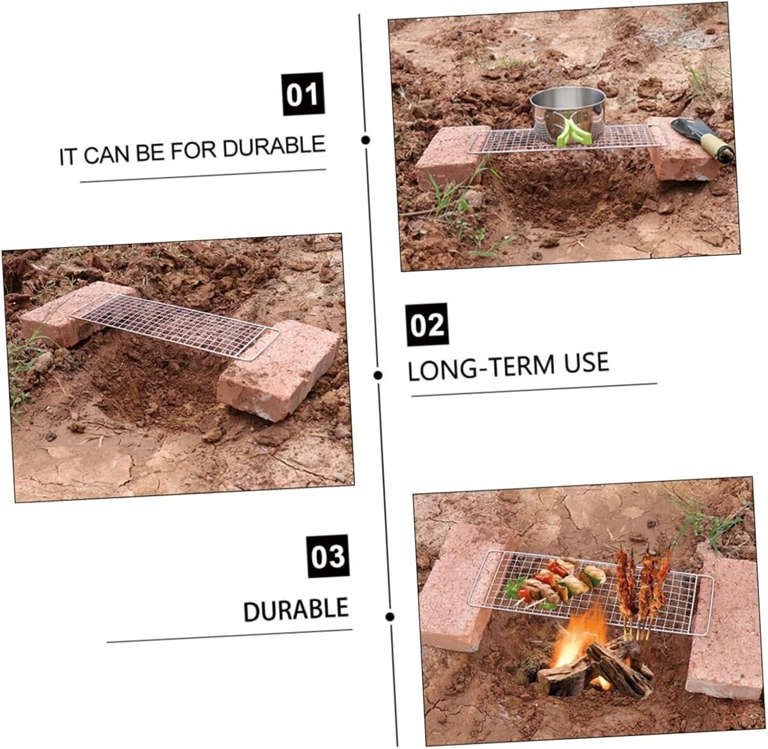 Outdoor BBQ Rectangular Square Grid Grill Barbecue Grill Rack Set Outdoor Camping Cooking Grid with Cooling Stand for Picnic and Grilling Supplies and Portable Grill Accessories