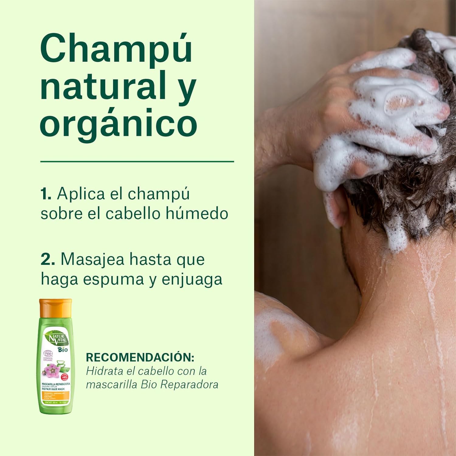 NaturVital Hair S.O.S. Bio Ecocert Natural, Plant-based Prevention Shampoo with Saw Palmetto