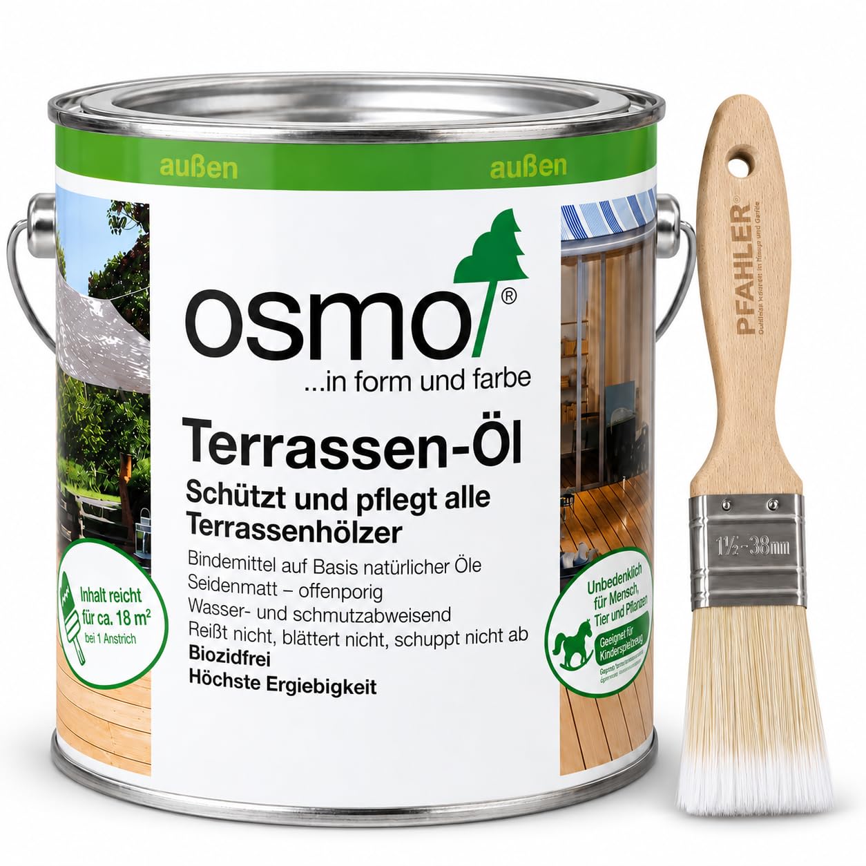 Osmo Terrassenöl 016 Bangkirai-Öl Dunkel 2.5l + Pinsel von Pfahler