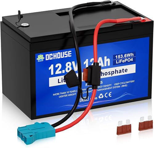 Batterie au Lithium 12V 12Ah Lifepo4, Connecteur Câbles DCHOUSE