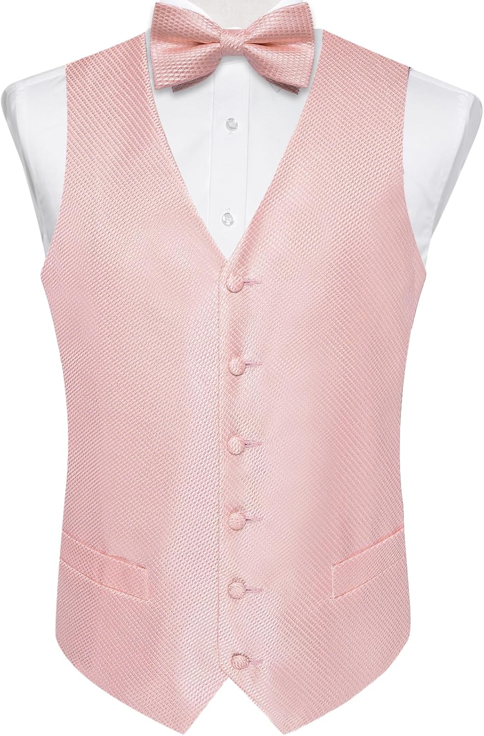 DiBanGu Mens Formal Dress Vest Paisley Jacquard Silk Suit Waistcoat Necktie Bow Tie Set Wedding Party Tuxedo 5PCS - Image 6