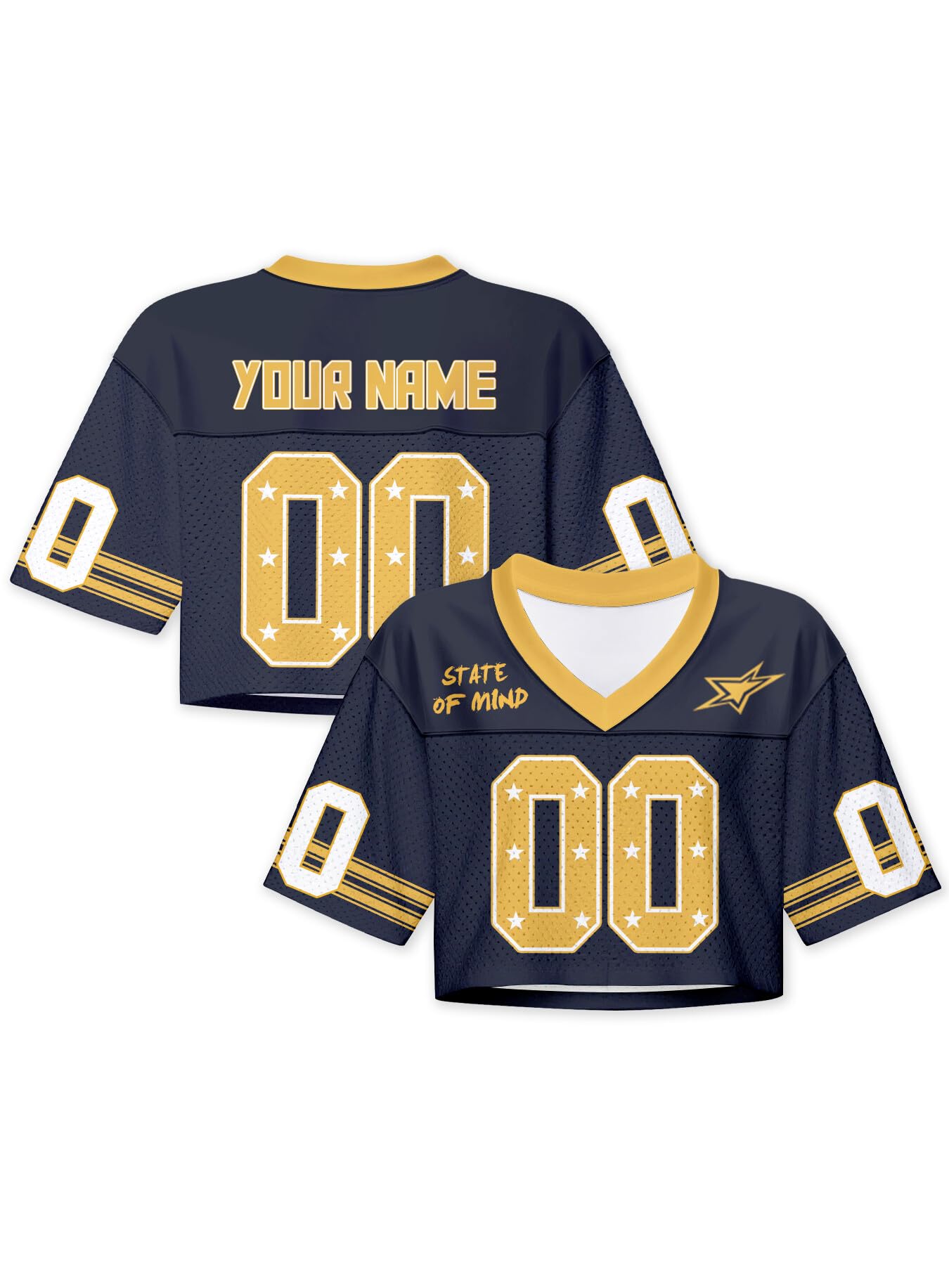 Women Y2k Vintage Football Jersey Shirt Crop Tops Custom Name Number 90s Hip Hop V-Neck Tee Girls Oversize Graphic Streetwear