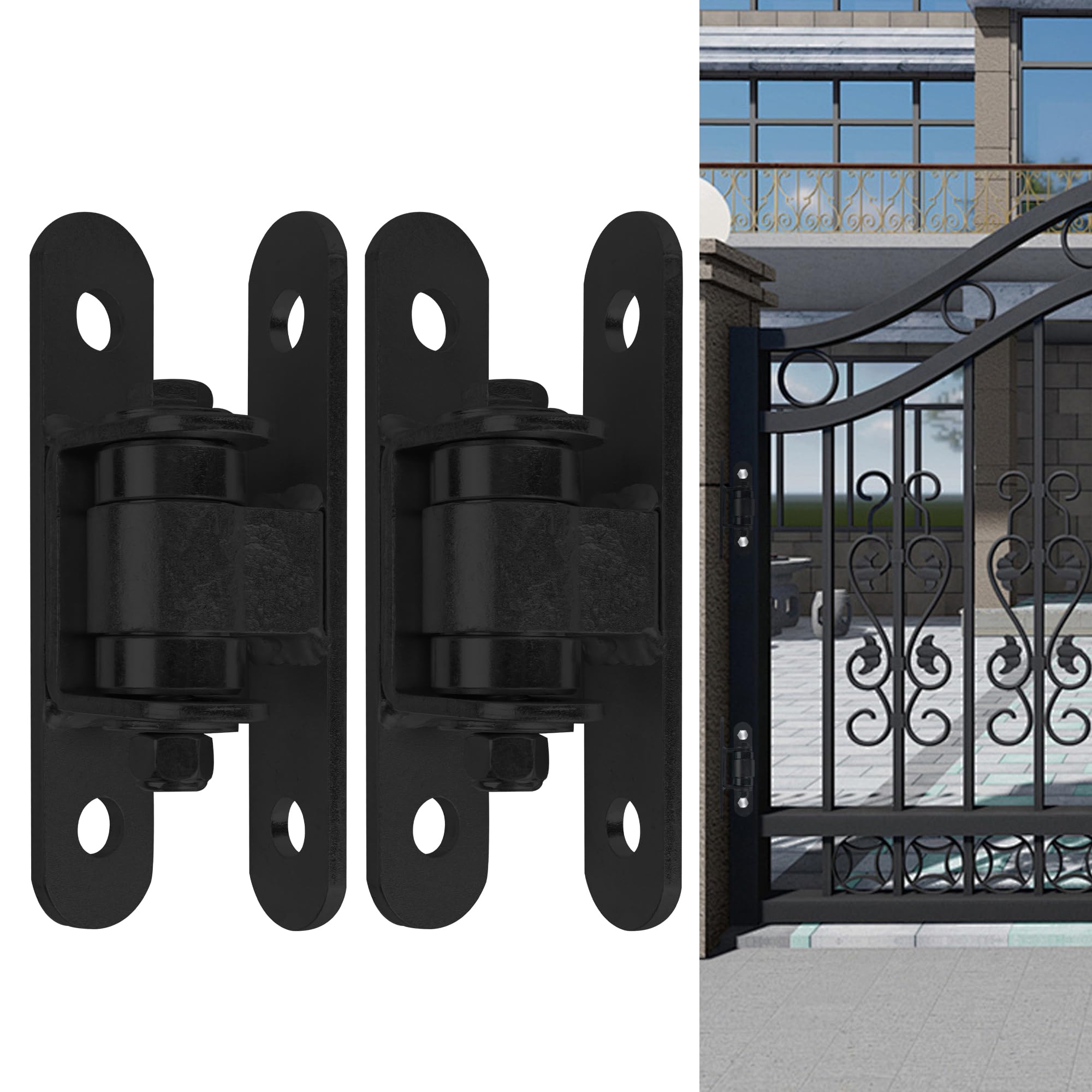 Paquete de 2 bisagras de puerta resistentes, perno resistente en rodamiento sellado, bisagras de puerta para exteriores, perno en puerta, bisagra de puerta pivotante ajustable, soporta puertas de