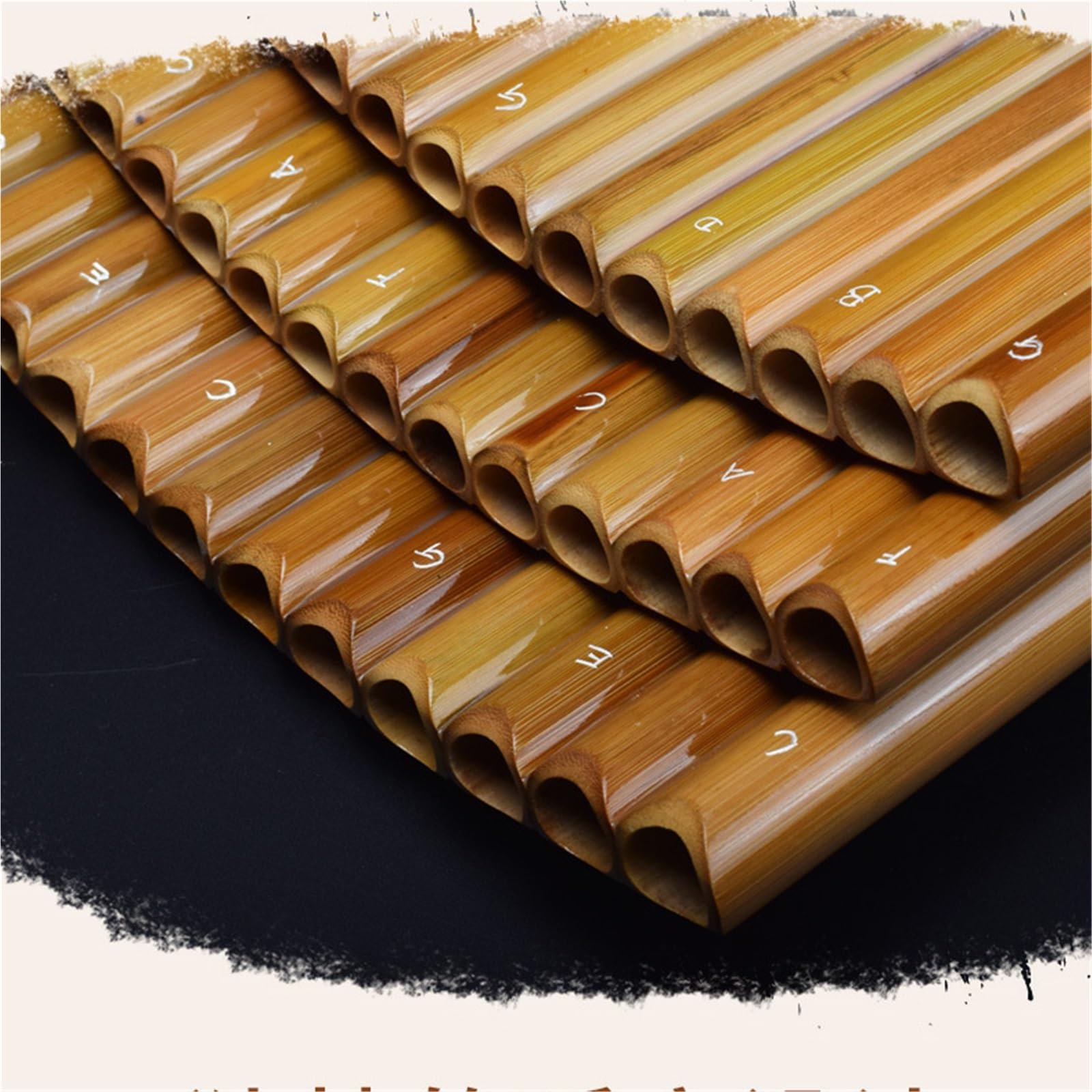 Pan Flute Instrument Left Hand Bitter Bamboo Pan Flute Professional Instrument 22-pipe Beginner Pan Flute GFC Tune(G)