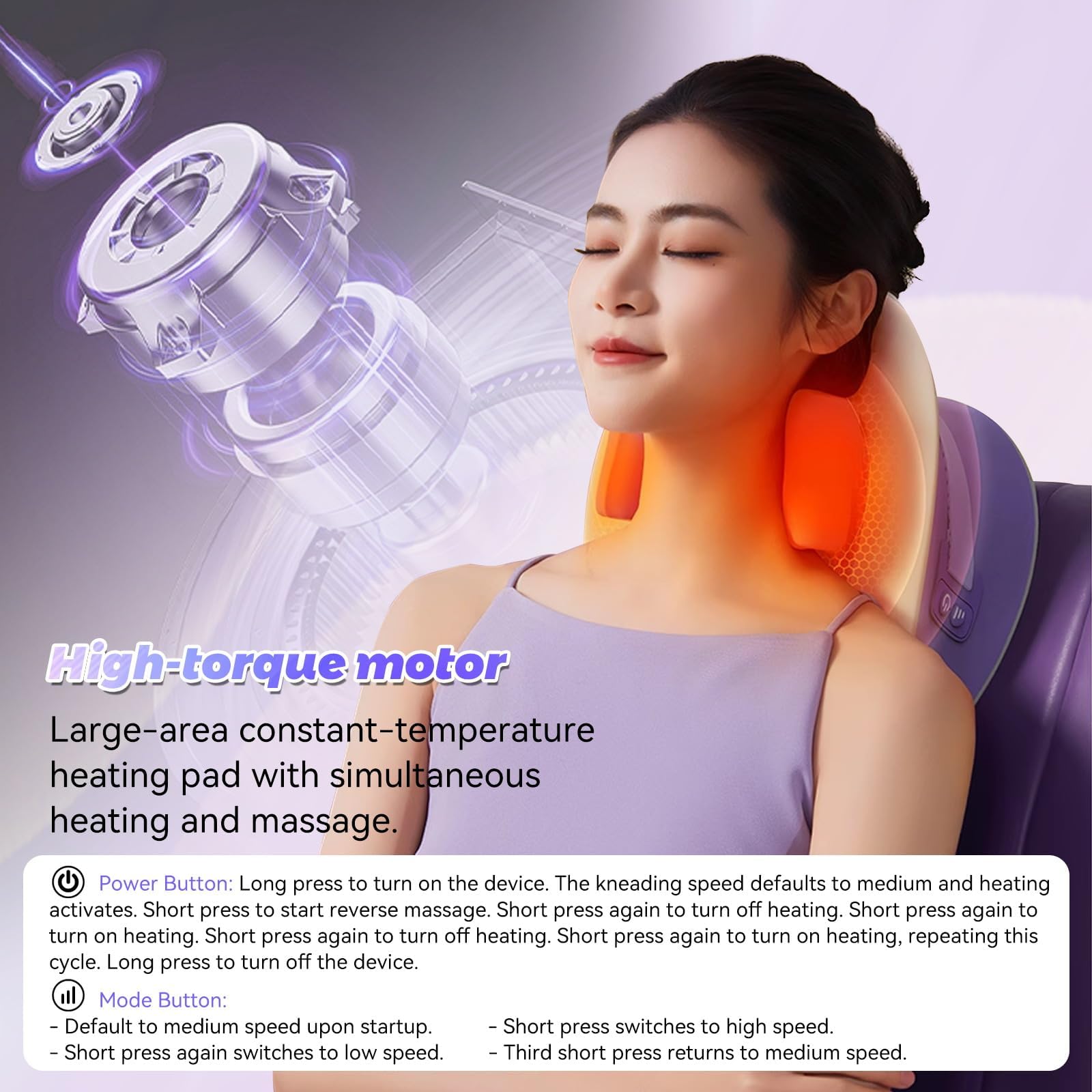Masajeador Cuello Cervical con Calor, Intensidad Simulación de Masaje con Dedos, para Múltiples Partes del Cuerpo, Regalo para Mujer y Hombre