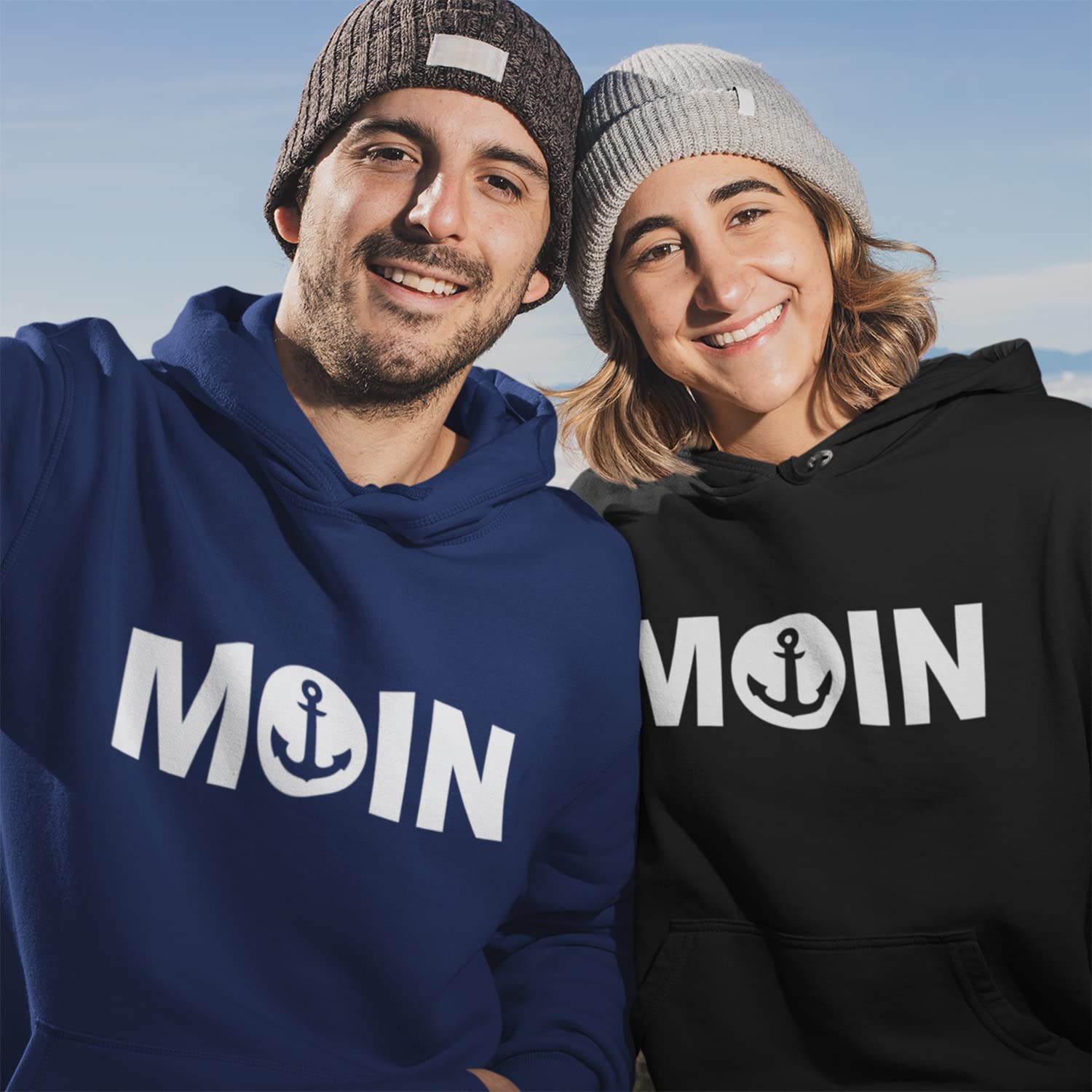 OM3 Moin bluza z kapturem z kotwicą | męska | hasło morze hasło wybrzeże Statement Północ | sweter z kapturem S - 4XL
