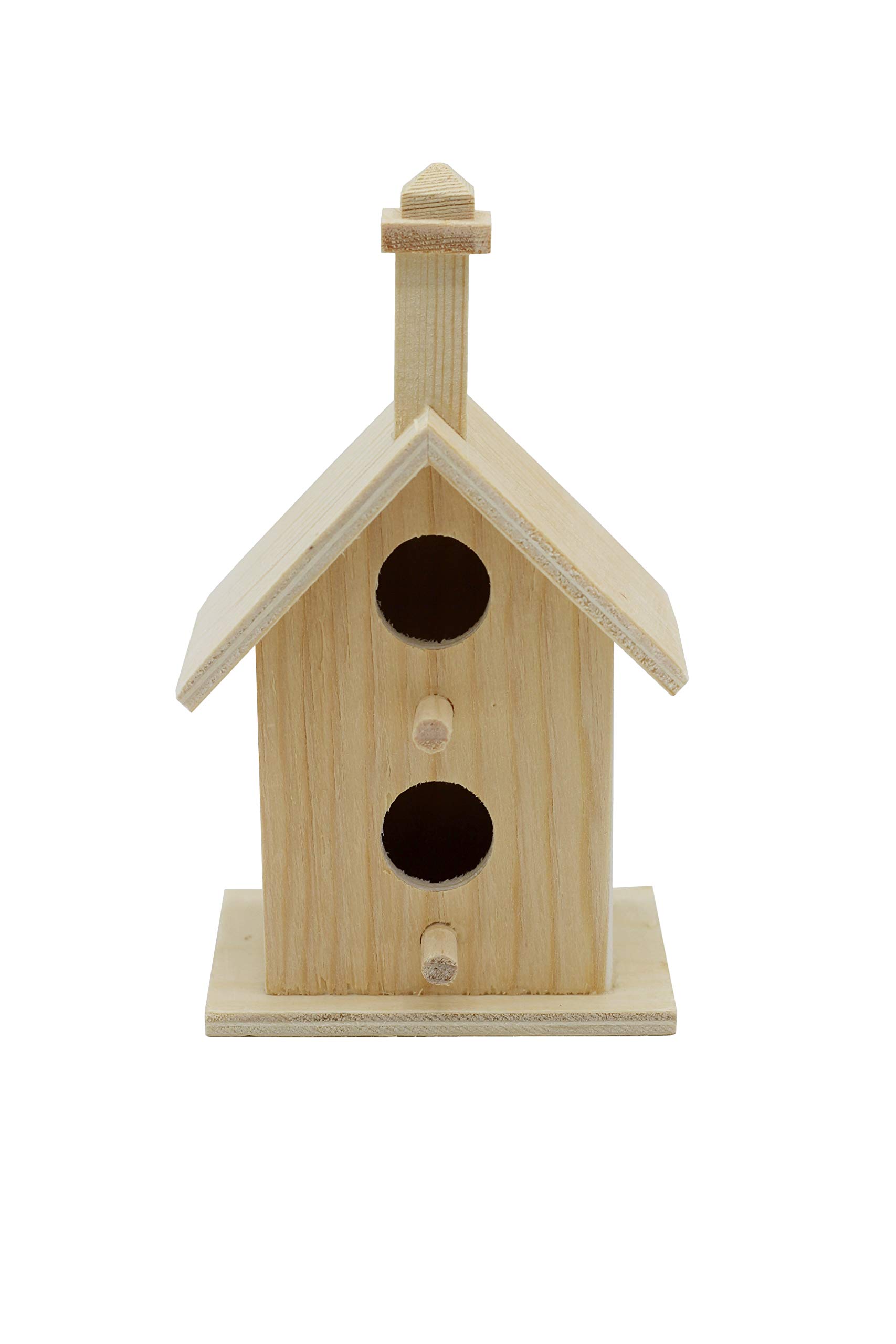 ® Mini casa para pájaros de 4 pulgadas de alto, juego de 4 estilos, pequeña madera sin terminar lista para pintar o decorar 5
