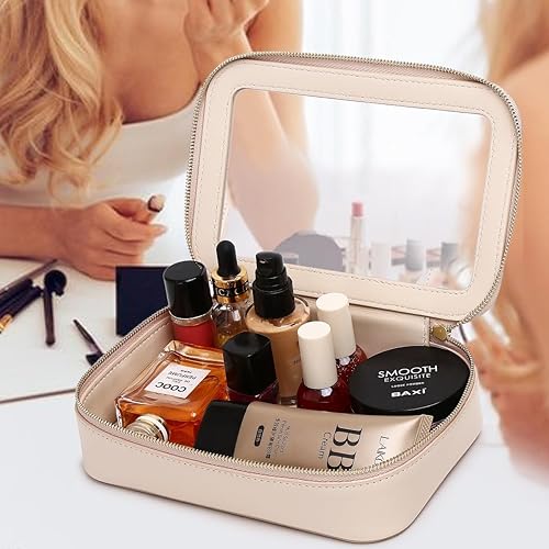 Miniatura 3 de Pinkmik Bolsa de maquillaje transparente, estuche de viaje portátil transparente para cosméticos, neceser de viaje transparente, bolsa de maquillaje