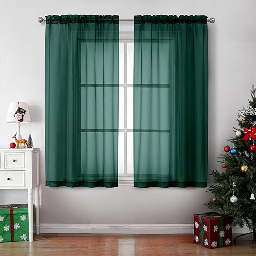 Miniatura 34 de OVZME 2 paneles de cortina traslúcidas para ventana, 96 pulgadas de largo, para dormitorio, diseño de bolsillo superior para cortinero, tratamiento