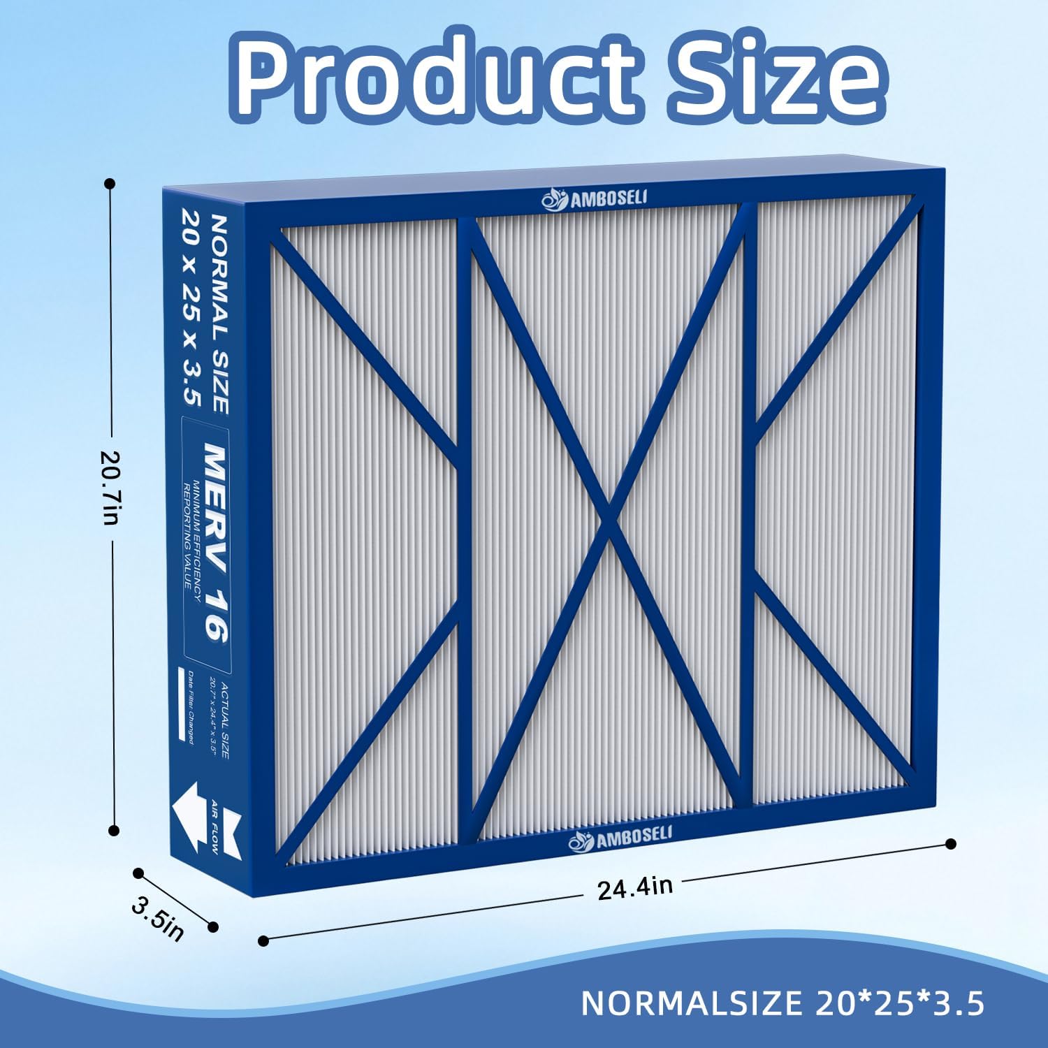 GAPCCCAR2025 Filter MERV 16 Replacement Compatible with Bryant/Carrier Infinity Air Cleaner Purifier Cartridge GAPBBCAR2025/GAPCCCAR2025, 20" x 25"(actual size: 24.4" x 20.7" x 3.5"）