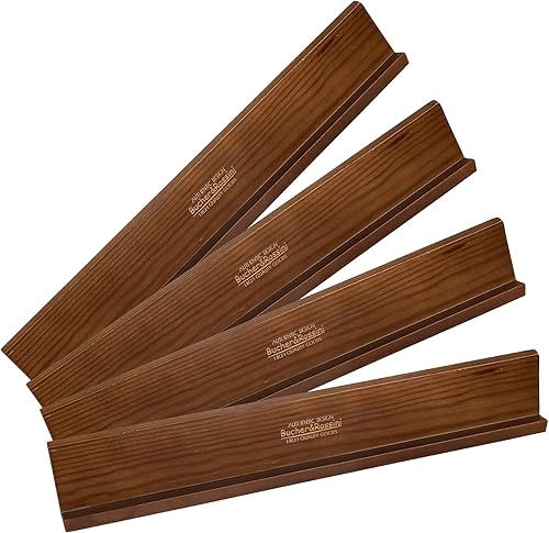 Bucher&Rossini Juego de 4 estantes de dominó, soportes de madera para azulejos de dominó para ChickenFoot Mexican Train Ideal Family Game Opción