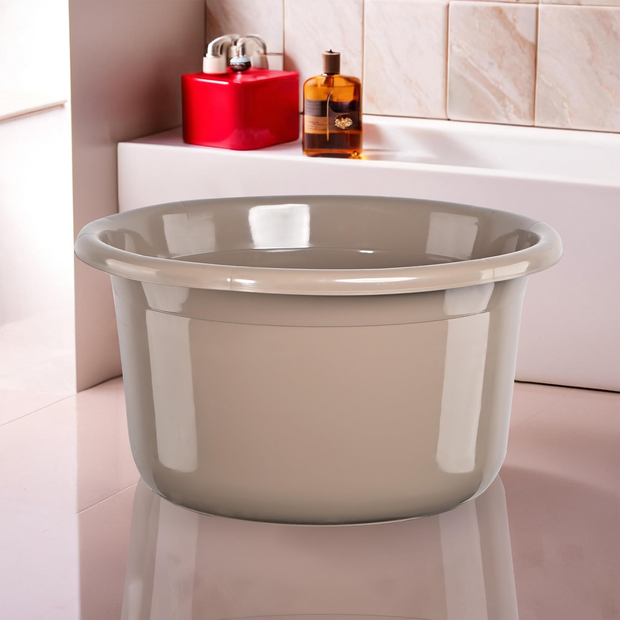 Kuber Industries Plastic 25 Ltr Bathtub | Baby Bathing Tub for Home, Washroom & Kitchen Use | Lightweight and Multipurpose Water Tub | Suitable For Laundry and Cleaning - Brown-image-32