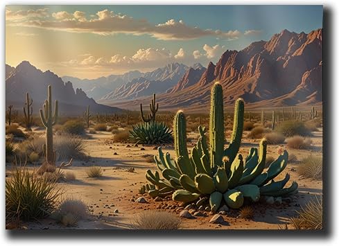 Watercolor Arid Desert Desert Landscape Sun Desert Desert Cactus Cacti Art desert landscape with cactus Abstract Poster Art Home Decor, Print