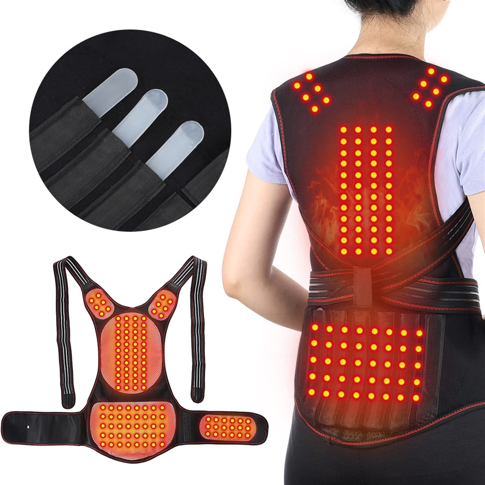 Cintura di decompressione lombare Cintura di supporto completo per la schiena autoriscaldante unisex 108 pezzi Magneti Tutore per la vita Cintura per terapia di riscaldamento magnetica Cintura per cor