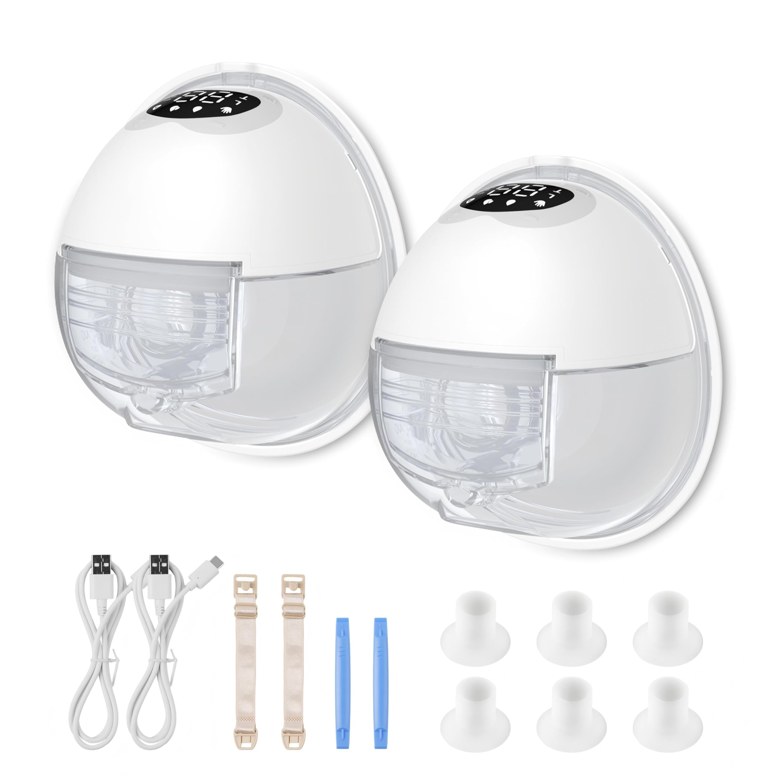 Tiralatte elettrico double face & mani libere, 300 mmHg, 12 livelli, 4 modalità, con prevenzione di ritorno e funzione di memorizzazione, portatile, senza BPA, 30 minuti di spegnimento automatico