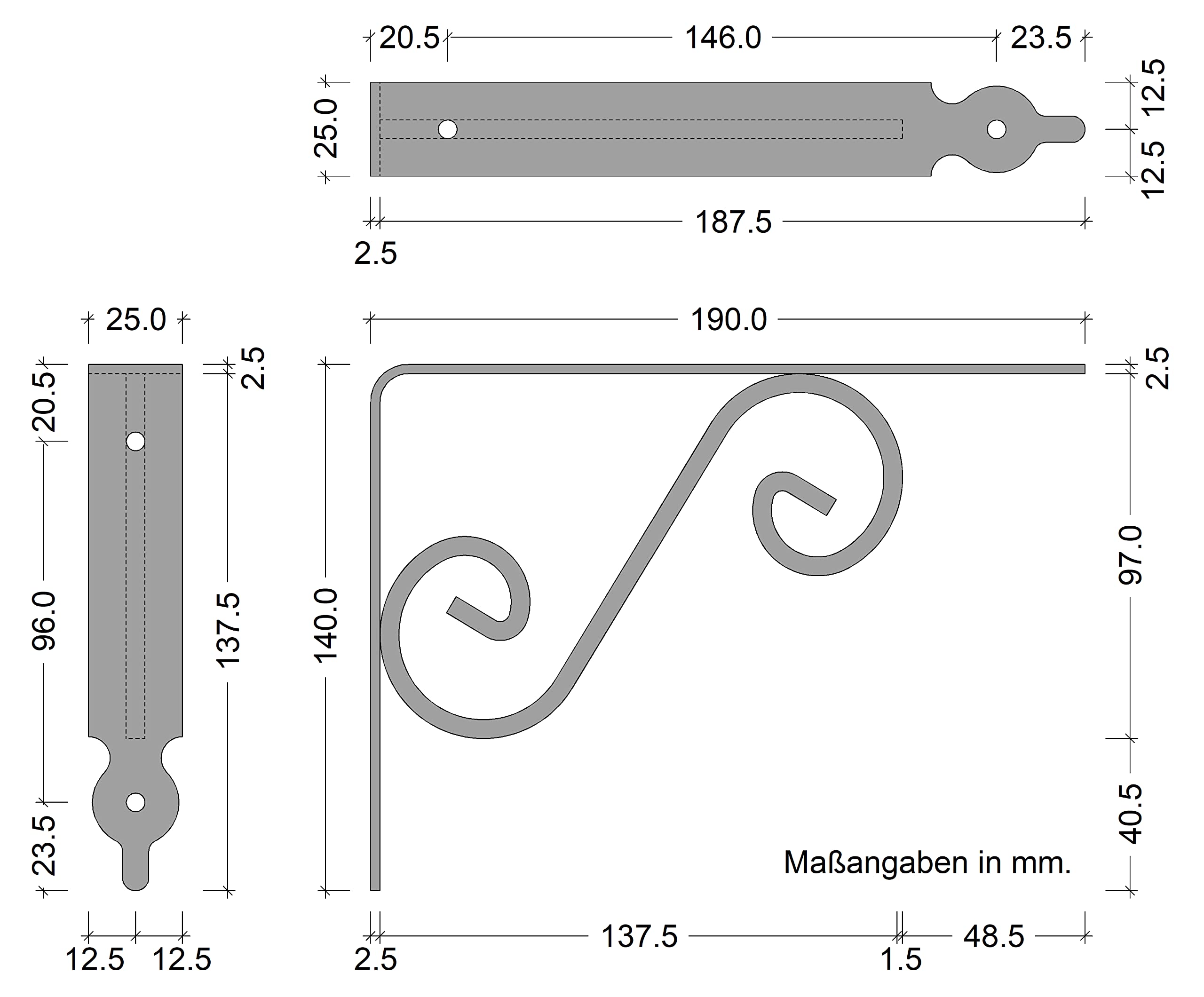 Gedotec Console Décorative En Métal Pour Charges Lourdes | Smithy | Profondeur : 190 Mm | Charge Maximale