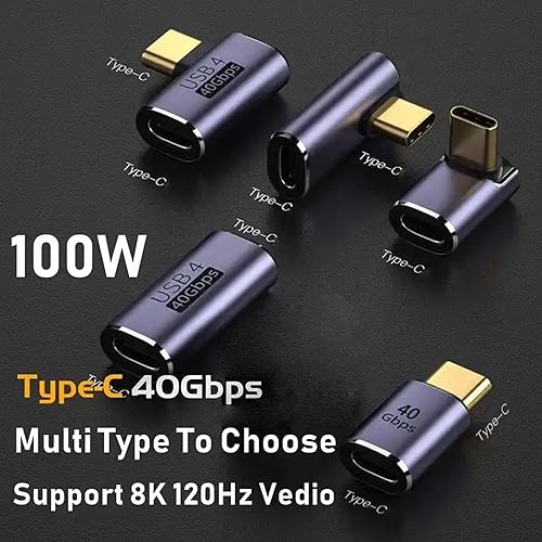 Miniatura 6 de YANGTAO Paquete de 3 adaptadores de ángulo recto tipo C extensor USB C 40Gbps transferencia de datos 8K 60Hz salida de video 100W carga rápida para