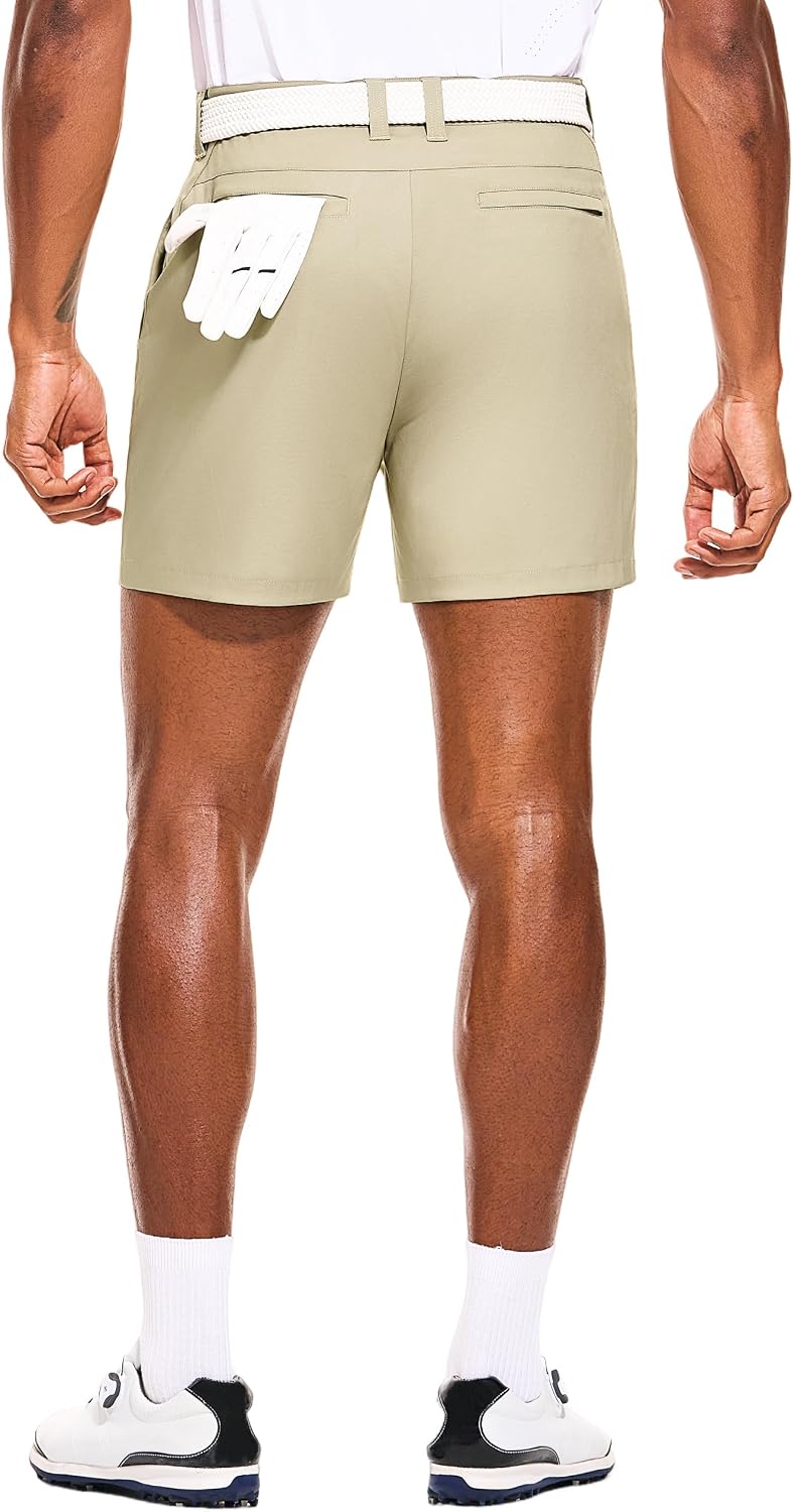 PULI Men's Golf Dress Shorts Flat Front Hybrid 7 Inch Lightweight Quick Dry Chino Casual with Pockets thumbnail