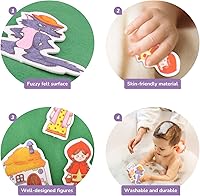 Vista 3 de CHEFAN Juego de 4 tableros de fieltro para contar historias, La Mitad, Caperucita Roja, Hombre de Jengibre, El Patito Feo, Piezas de fieltro/flanela