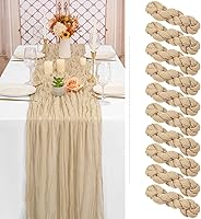 Vista 107 de Showgeous 10 Pack Baby Pink Cheesecloth Table Runner 10FT Long Semi-Sheer Gauze Table Runner Boho or Rustic Wedding Decor for Wedding Decor Arch