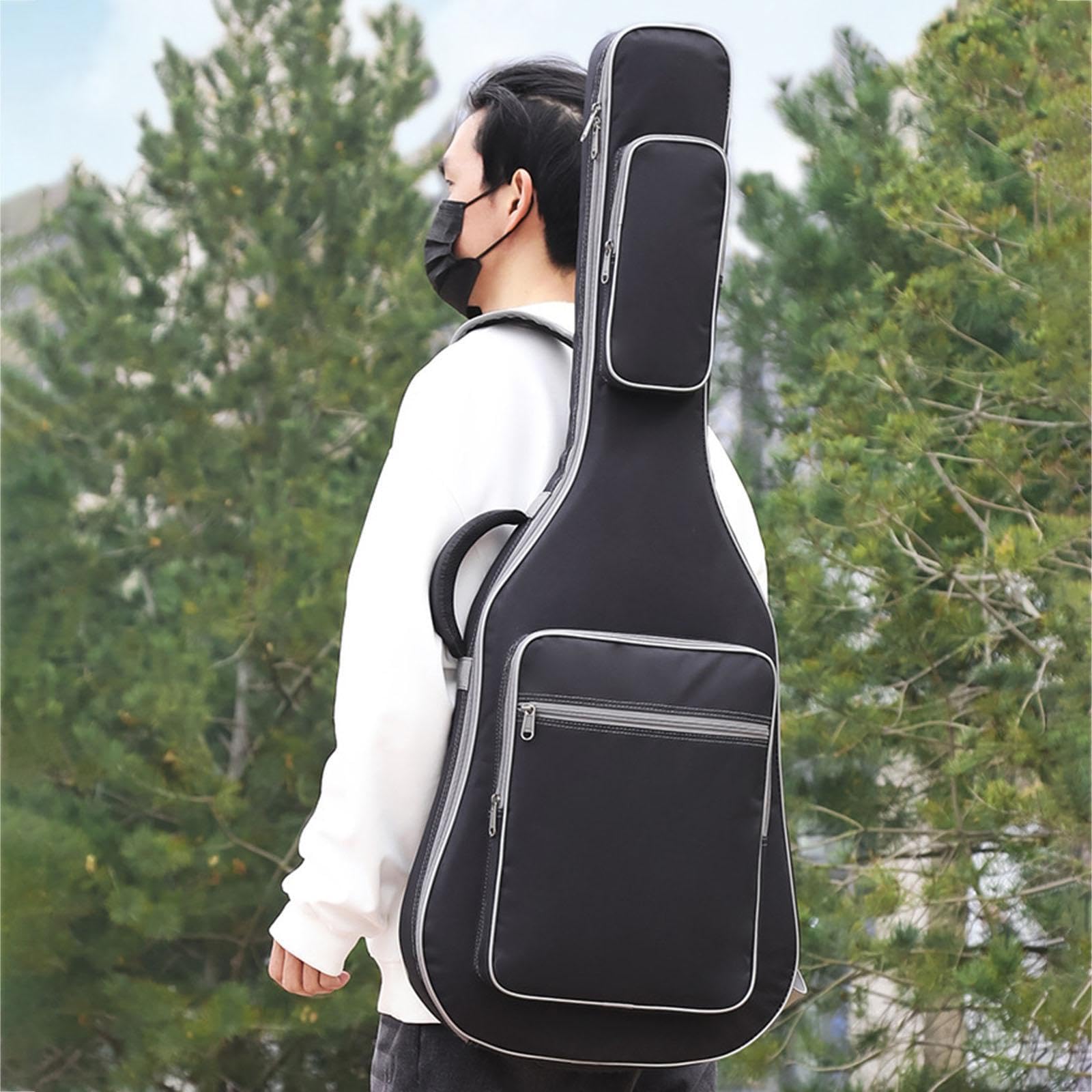 Pokrowiec na gitarę elektryczną, pokrowiec na gitarę, koncert, z dużą kieszenią akcesoria, pliki muzyczne, notatniki, kable, elektryczną, Szary, 38x8x103 cm