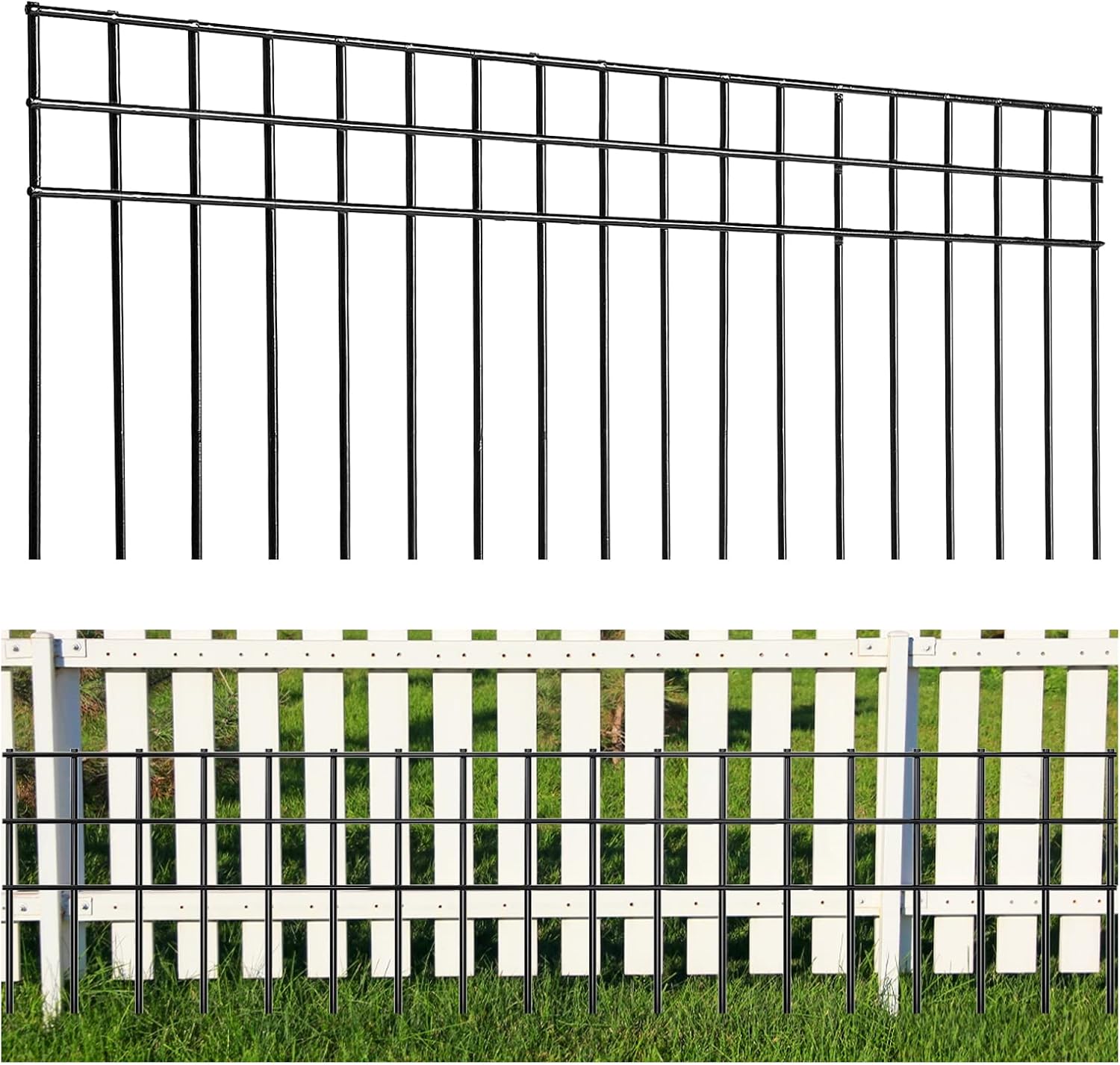 32x10-inch No Dig Animal Barrier Fence, 20 Pack Black Dig Protective Fence with 1.5 inch Spike spacing, Dog/Rabbit/Groundhog Underground Defence, for Outdoor Garden Patio