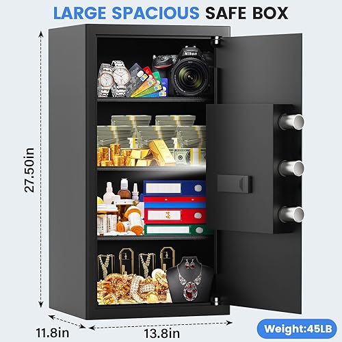 Miniatura 2 de Caja fuerte ignífuga grande de 6.5 pies cúbicos, caja fuerte para el hogar con bolsa ignífuga e impermeable, caja fuerte digital para documentos de