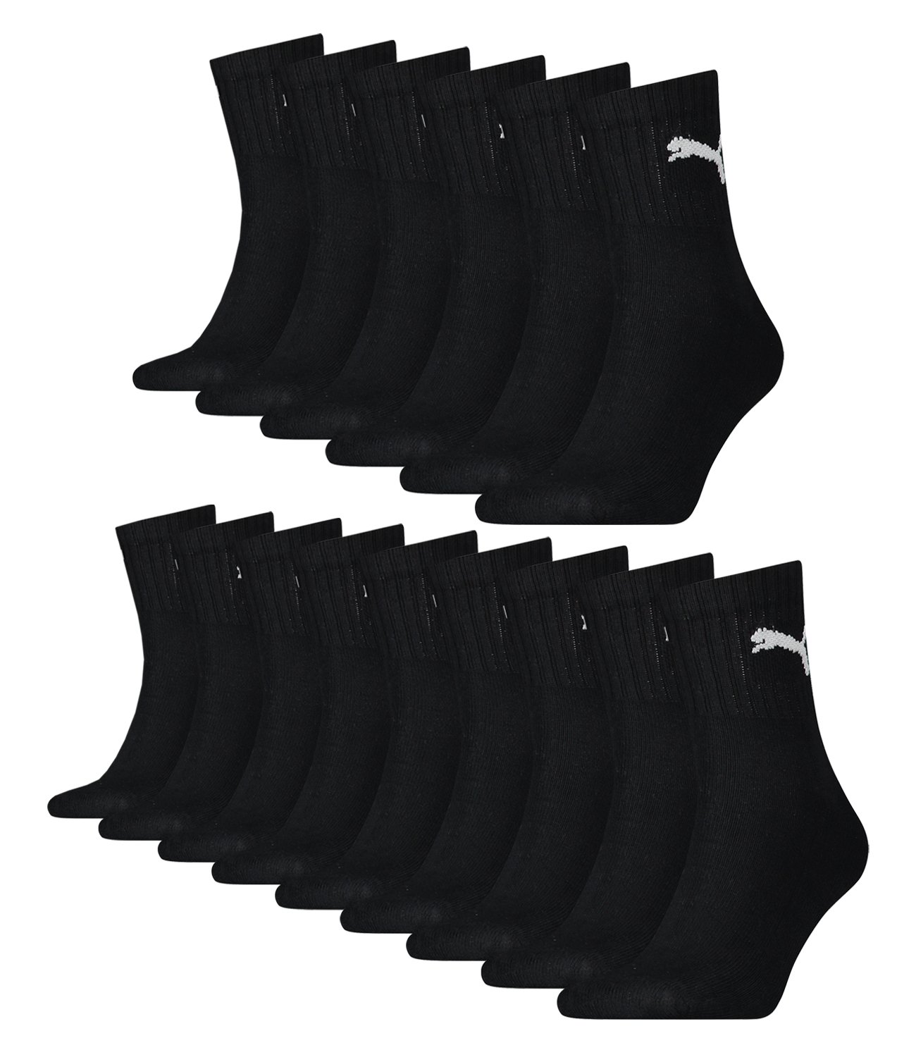 PUMA Unisex Short Crew Socken Sportsocken mit Frotteesohle 15er Pack black