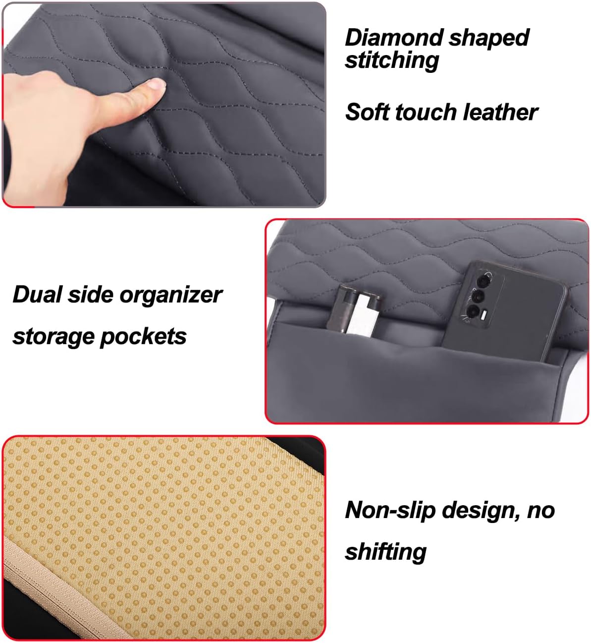 Egreat Center Console Armrest Cover for Mercedes Benz GLE 350 450 W167, GLS 450 X167 2020-2025, Leather Armrest Console Cover with Side Storage Pockets (for GLE GLS-White)