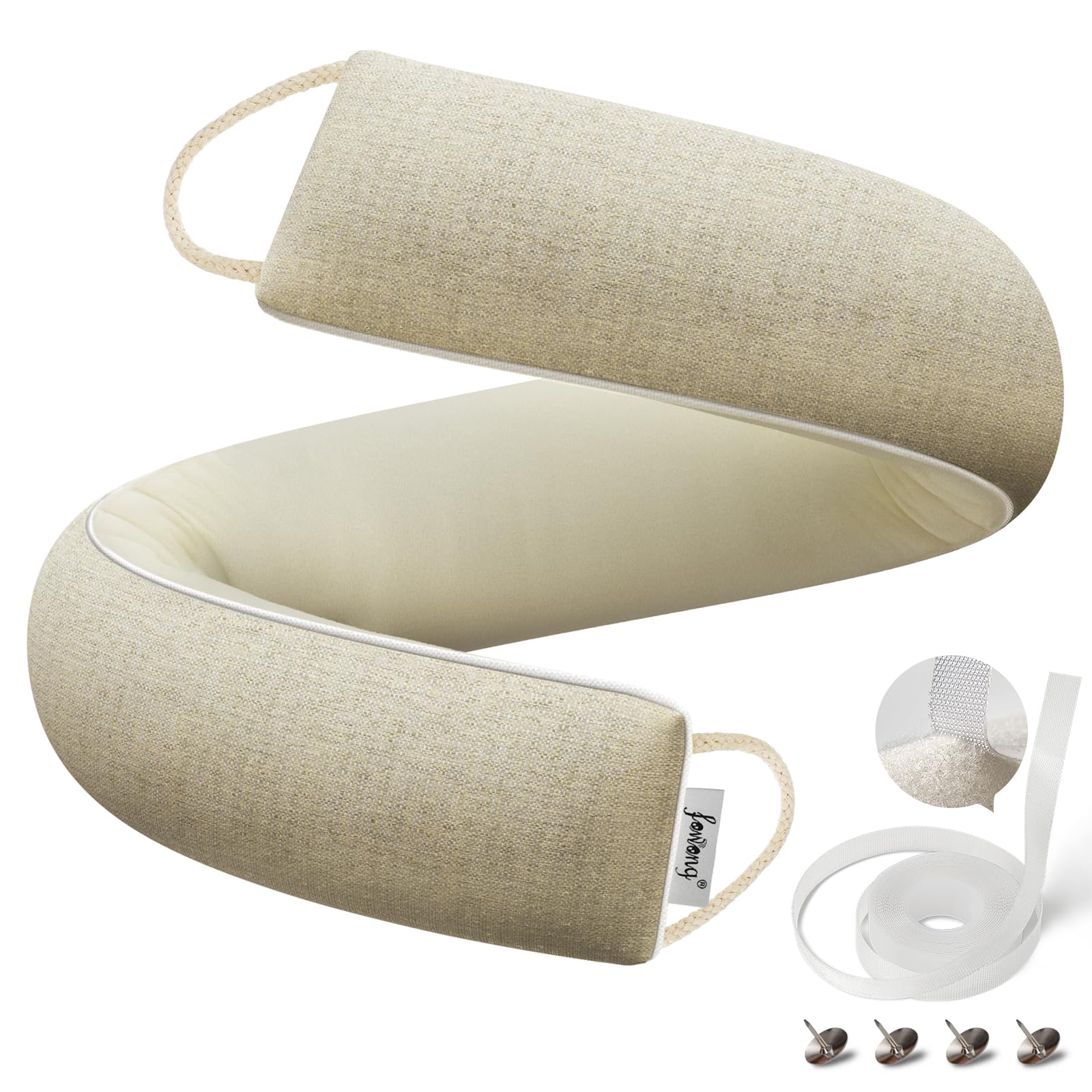 fowong 32" Door Draft Stopper, Weighted Under Door Noise Stopper, Oatmeal