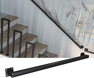 玄関台 暫定手すりキットピケット 手摺上がりション 屋内階段用のモダンな階段手すり、ブラックインダストリアルアイアングラブバーレールウォールマウントサポートロッド、階段手すりブラケットブラックメタル錬鉄 (Size : 80cm)