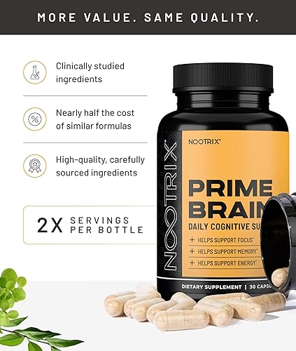 Miniatura 5 de Nootrix Suplemento nootrópico Prime Brain | Apoya la memoria, el enfoque mental, la salud cognitiva y la energía | Promueve el estado de ánimo